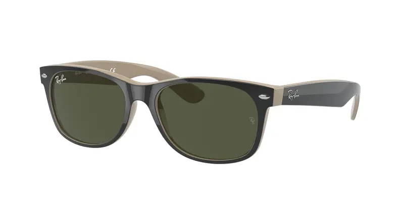 Ray - Ban Unisex RB2132 NEW WAYFARER 875 Occhiali da sole Iniettato Nero Verde G15 Squadrata Normale