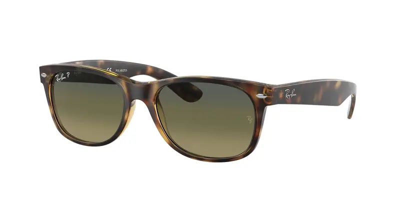 Unisex RB2132 NEW WAYFARER 894/76 Occhiali da sole Iniettato Tartaruga Blu Squadrata Polarizzata