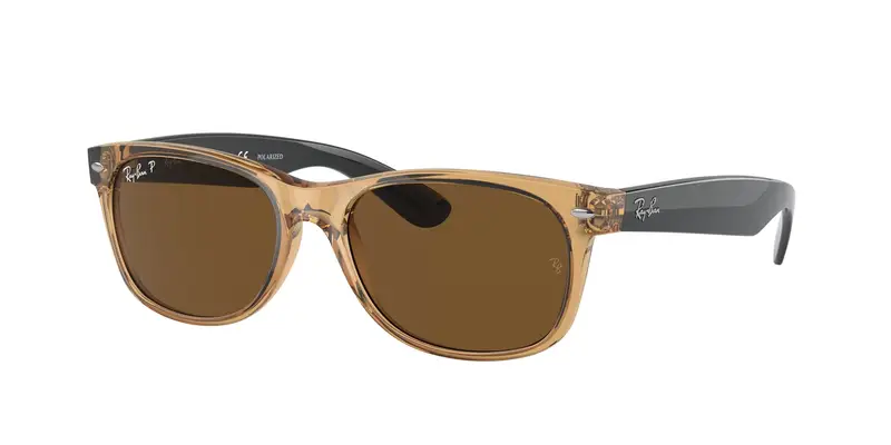 Ray - Ban Unisex RB2132 NEW WAYFARER 945/57 Occhiali da sole Nylon Giallo Marrone Squadrata Polarizzata