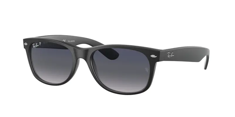 Ray - Ban Unisex RB2132F NEW WAYFARER LOW BRIDGE FIT 601S78 Occhiali da sole Nylon Nero Blu Squadrata Polarizzata Sfumato