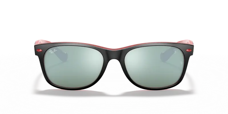 Ray - Ban Unisex RB2132M NEW WAYFARER SCUDERIA FERRARI COLLECTION F63830 Occhiali da sole Nylon Nero Argento Squadrata Normale Specchiato miniatura 2