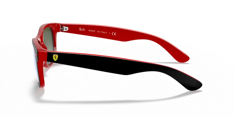 Ray - Ban Unisex RB2132M NEW WAYFARER SCUDERIA FERRARI COLLECTION F63830 Occhiali da sole Nylon Nero Argento Squadrata Normale Specchiato miniatura 3