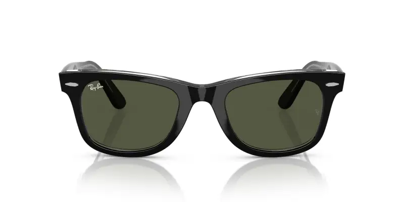 Unisex RB2140 WAYFARER 129431 Occhiali da sole Acetato Nero Verde Squadrata Normale miniatura 3