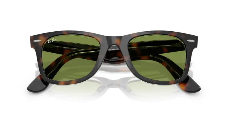 Unisex RB2140 WAYFARER 14134E Occhiali da sole Acetato Tartaruga Verde Squadrata Normale miniatura 2