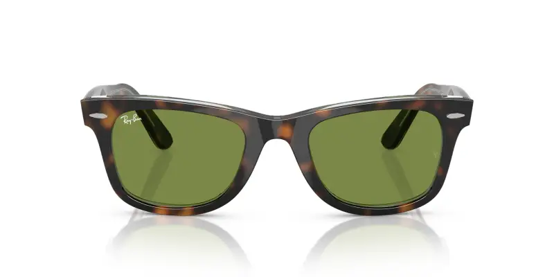 Unisex RB2140 WAYFARER 14134E Occhiali da sole Acetato Tartaruga Verde Squadrata Normale miniatura 3