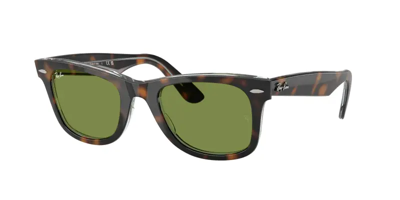 Unisex RB2140 WAYFARER 14134E Occhiali da sole Acetato Tartaruga Verde Squadrata Normale