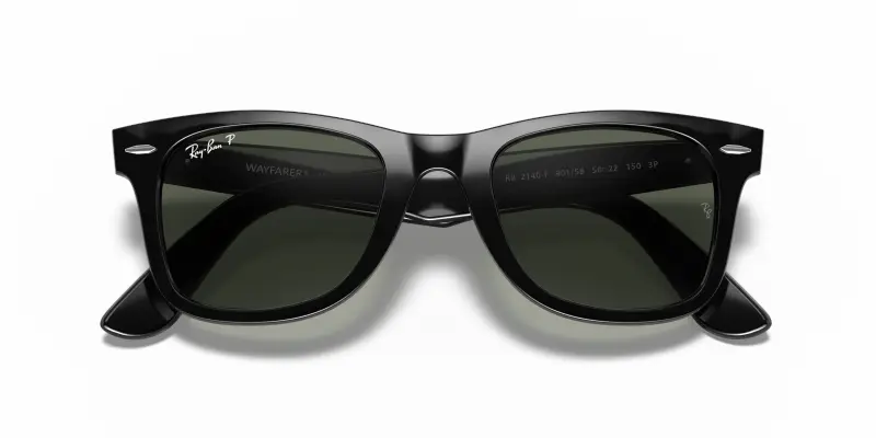 Unisex RB2140F WAYFARER 901/58 Occhiali da sole Acetato Nero Verde G15 Squadrata Polarizzata miniatura 2