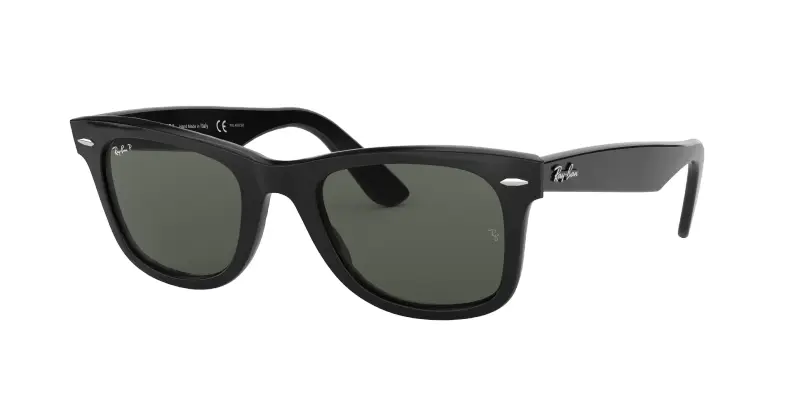 Unisex RB2140F WAYFARER 901/58 Occhiali da sole Acetato Nero Verde G15 Squadrata Polarizzata