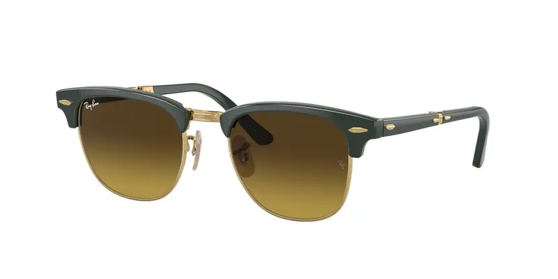 Ray - Ban Unisex RB2176 CLUBMASTER FOLDING 136885 Occhiali da sole Acetato Verde Marrone Squadrata Normale Sfumato