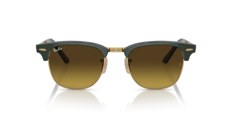 Ray - Ban Unisex RB2176 CLUBMASTER FOLDING 136885 Occhiali da sole Acetato Verde Marrone Squadrata Normale Sfumato miniatura 2