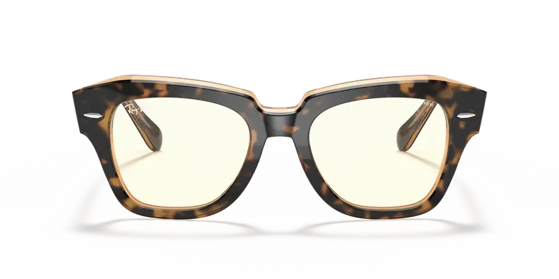 Ray - Ban Unisex RB2186 STATE STREET 1292BL Occhiali da sole Acetato Oro Trasparente Squadrata Fotocromatiche miniatura 2