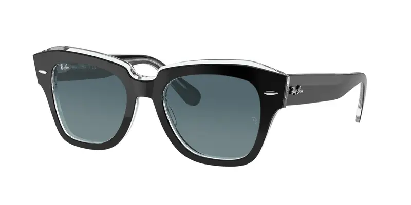 Ray - Ban Unisex RB2186 STATE STREET 12943M Occhiali da sole Acetato Nero Blu Squadrata Normale Sfumato
