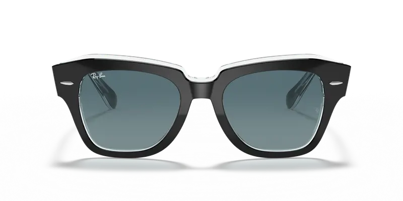 Ray - Ban Unisex RB2186 STATE STREET 12943M Occhiali da sole Acetato Nero Blu Squadrata Normale Sfumato miniatura 2