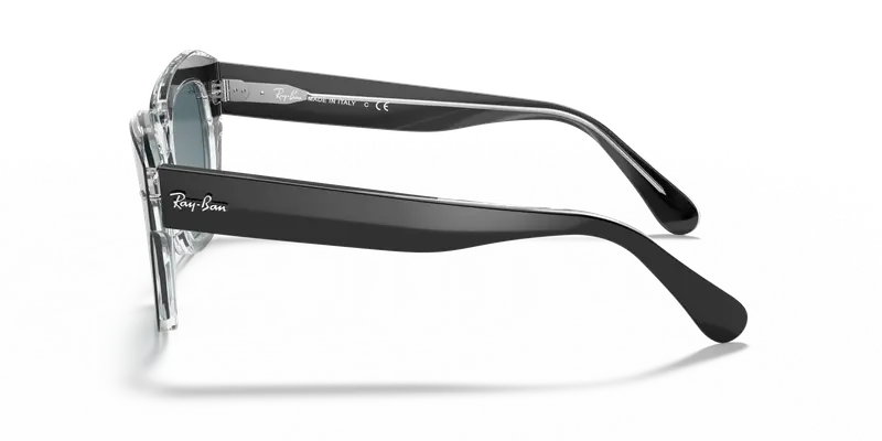 Ray - Ban Unisex RB2186 STATE STREET 12943M Occhiali da sole Acetato Nero Blu Squadrata Normale Sfumato miniatura 3