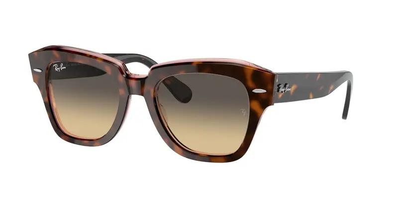 Ray - Ban Unisex RB2186 STATE STREET 1324BG Occhiali da sole Acetato Marrone Marrone Squadrata Normale Sfumato
