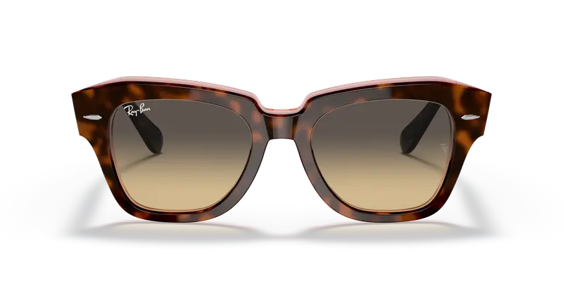 Ray - Ban Unisex RB2186 STATE STREET 1324BG Occhiali da sole Acetato Marrone Marrone Squadrata Normale Sfumato miniatura 2
