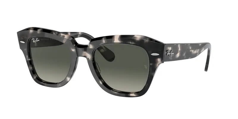 Unisex RB2186 STATE STREET 133371 Occhiali da sole Acetato Tartaruga Grigio Squadrata Normale Sfumato