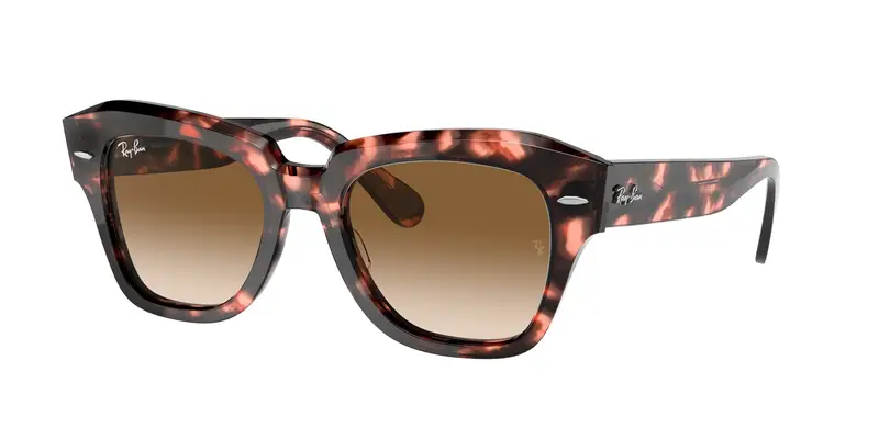 Ray - Ban Unisex RB2186 STATE STREET 133451 Occhiali da sole Acetato Tartaruga Marrone Squadrata Normale Sfumato