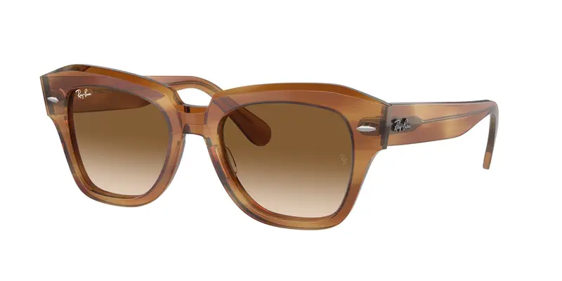 Ray - Ban Unisex RB2186 STATE STREET 140351 Occhiali da sole Acetato Tartaruga Marrone Squadrata Normale Sfumato