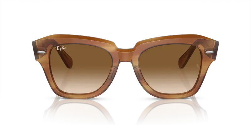 Ray - Ban Unisex RB2186 STATE STREET 140351 Occhiali da sole Acetato Tartaruga Marrone Squadrata Normale Sfumato miniatura 2