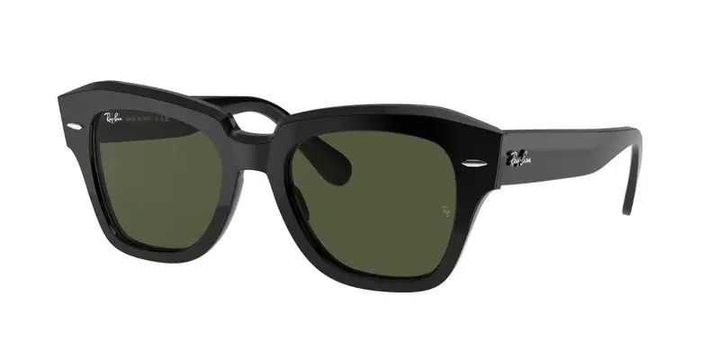 Ray - Ban Unisex RB2186 STATE STREET 901/31 Occhiali da sole Acetato Nero G15 Squadrata Normale