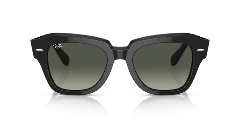 Ray - Ban Unisex RB2186 STATE STREET 901/71 Occhiali da sole Acetato Nero Grigio Squadrata Normale Sfumato miniatura 2