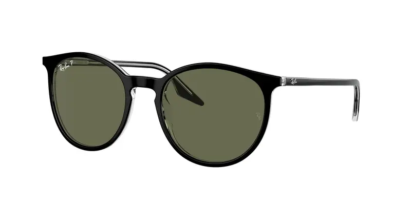Ray - Ban Unisex RB2204  919/58 Occhiali da sole Acetato Nero Verde Pantos Polarizzata