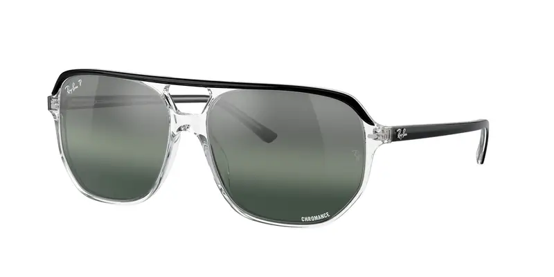 Ray - Ban Unisex RB2205 BILL ONE 1294G6 Occhiali da sole Acetato Nero Argento Geometrica Polarizzata Specchiato