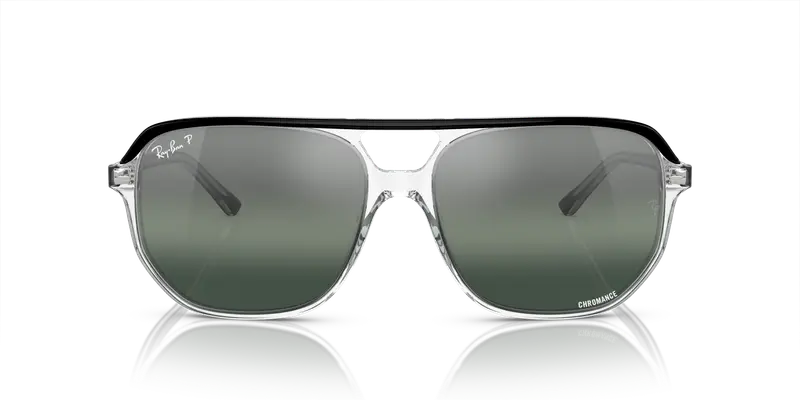 Ray - Ban Unisex RB2205 BILL ONE 1294G6 Occhiali da sole Acetato Nero Argento Geometrica Polarizzata Specchiato miniatura 2