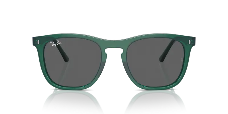 Ray - Ban Unisex RB2210 6615B1 Occhiali da sole Acetato Verde Grigio Squadrata Normale miniatura 2
