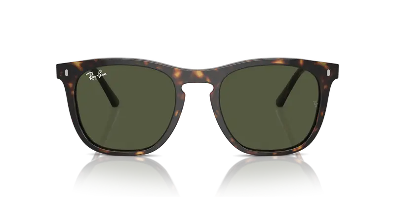 Ray - Ban Unisex RB2210 902/31 Occhiali da sole Acetato Tartaruga Verde Squadrata Normale miniatura 2