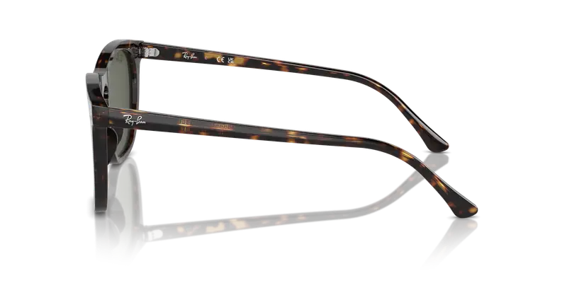 Ray - Ban Unisex RB2210 902/31 Occhiali da sole Acetato Tartaruga Verde Squadrata Normale miniatura 3