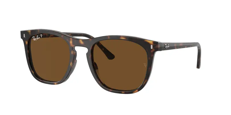 Ray - Ban Unisex RB2210  902/57 Occhiali da sole Acetato Tartaruga Marrone Squadrata Polarizzata