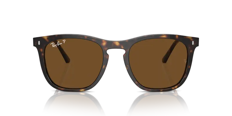 Ray - Ban Unisex RB2210 902/57 Occhiali da sole Acetato Tartaruga Marrone Squadrata Polarizzata miniatura 2