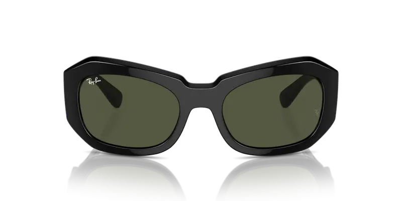 Ray - Ban Unisex RB2212 BEATE 901/31 Occhiali da sole Acetato Nero Verde Pillow Normale miniatura 2