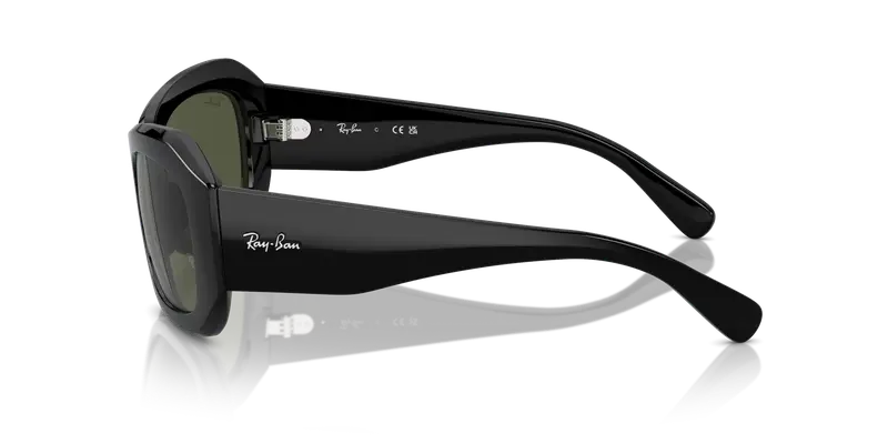 Ray - Ban Unisex RB2212 BEATE 901/31 Occhiali da sole Acetato Nero Verde Pillow Normale miniatura 3