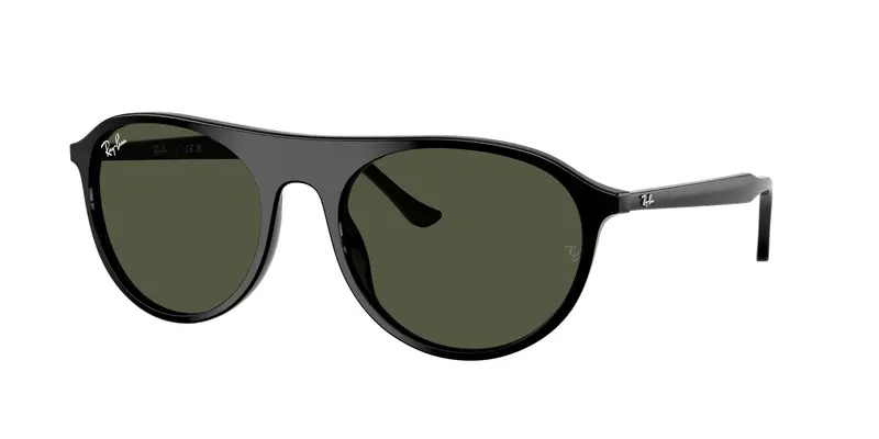 Ray - Ban Unisex RB2215  901/31 Occhiali da sole Acetato Nero Verde Squadrata Normale