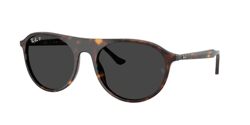 Ray - Ban Unisex RB2215  902/48 Occhiali da sole Acetato Tartaruga Grigio Squadrata Polarizzata