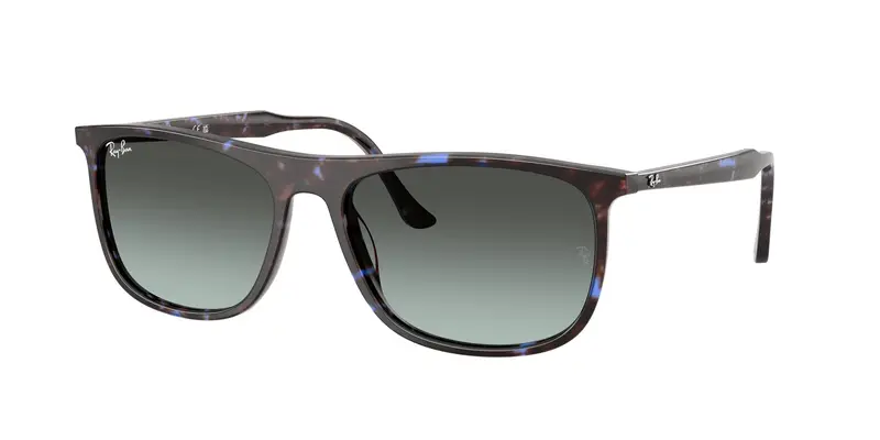 Ray - Ban Unisex RB2216 1430GK Occhiali da sole Acetato Blu Grigio Squadrata Normale Sfumato