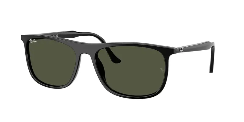 Ray - Ban Unisex RB2216 901/31 Occhiali da sole Acetato Nero Verde Squadrata Normale
