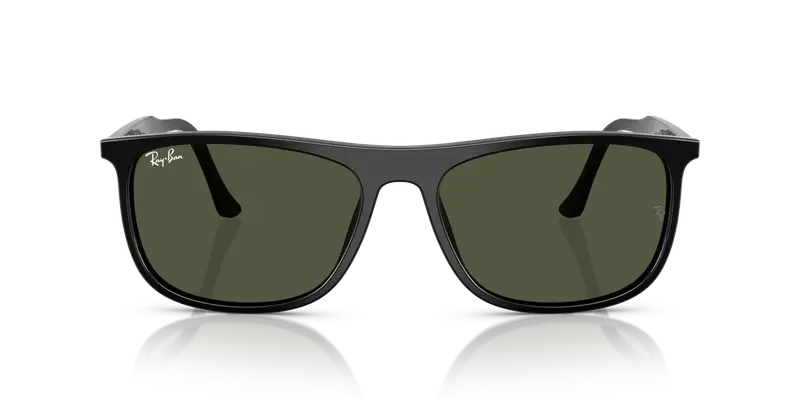 Ray - Ban Unisex RB2216 901/31 Occhiali da sole Acetato Nero Verde Squadrata Normale miniatura 2