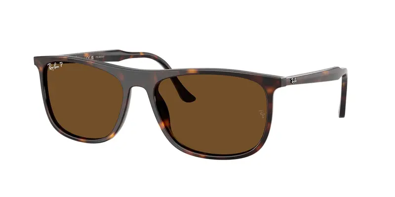 Ray - Ban Unisex RB2216  902/57 Occhiali da sole Acetato Tartaruga Marrone Squadrata Polarizzata