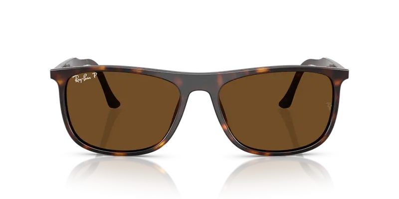 Ray - Ban Unisex RB2216 902/57 Occhiali da sole Acetato Tartaruga Marrone Squadrata Polarizzata miniatura 2