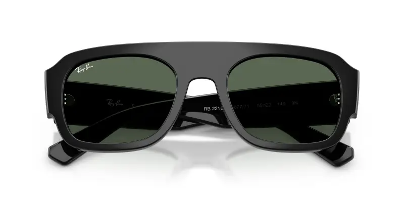Unisex RB2218 667771 Occhiali da sole Acetato Nero Verde Geometrica Normale miniatura 2