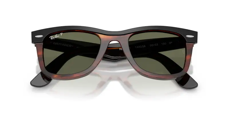 Unisex RB2240 WAYFARER 144058 Occhiali da sole Acetato Nero Verde Squadrata Polarizzata miniatura 2