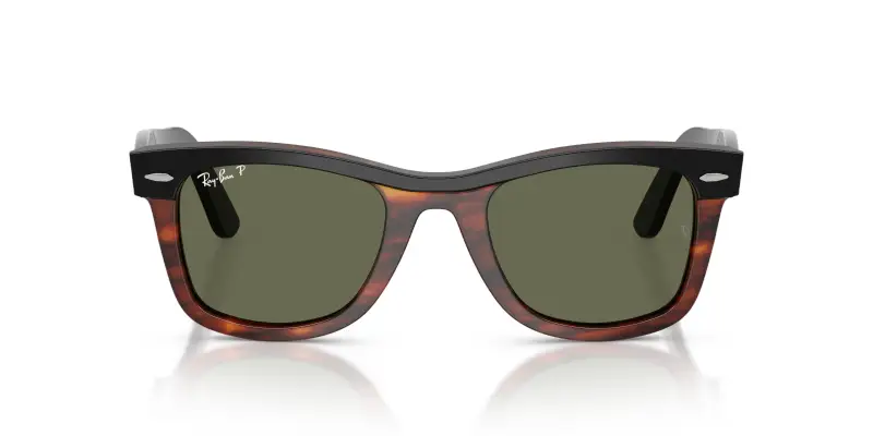 Unisex RB2240 WAYFARER 144058 Occhiali da sole Acetato Nero Verde Squadrata Polarizzata miniatura 3
