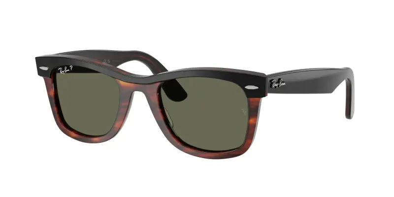 Unisex RB2240 WAYFARER 144058 Occhiali da sole Acetato Nero Verde Squadrata Polarizzata