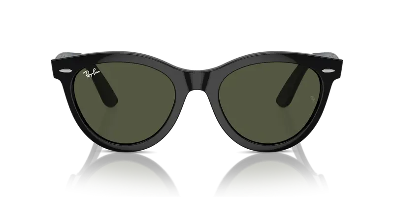 Ray - Ban Unisex RB2241 WAYFARER WAY 901/31 Occhiali da sole Acetato Nero Verde Rotonda Normale miniatura 2