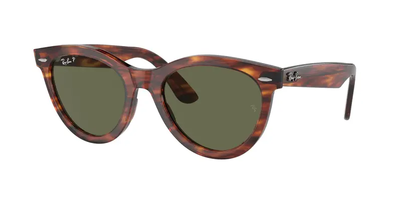 Unisex RB2241 WAYFARER WAY 954/58 Occhiali da sole Acetato Marrone Verde Rotonda Polarizzata Antiriflesso