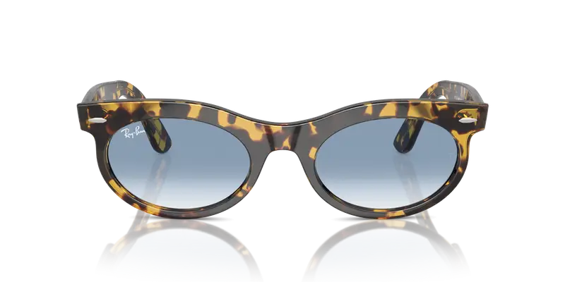 Ray - Ban Unisex RB2242 WAYFARER OVAL 13323F Occhiali da sole Acetato Tartaruga Blu Rotonda Normale Sfumato miniatura 2